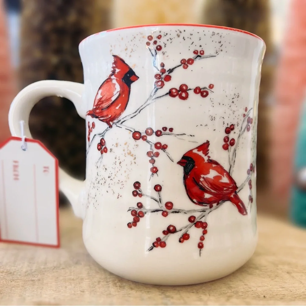NEW Sheffield Home Ceramic Red & White Christmas Winter Cardinals Mug - Picture 5 of 8